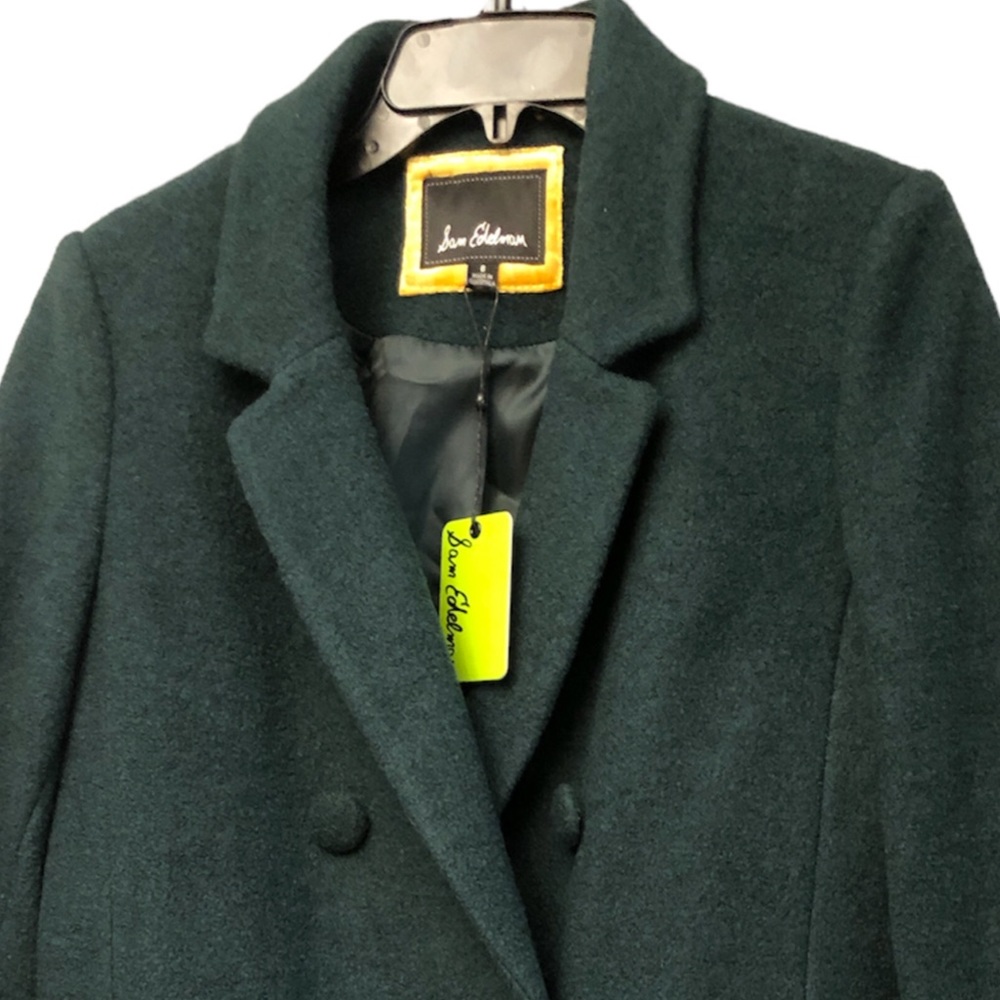 Sam Edelman Womens Green Wool Blend Midi Pea Coat Outerwear Size 8 - Picture 7 of 10